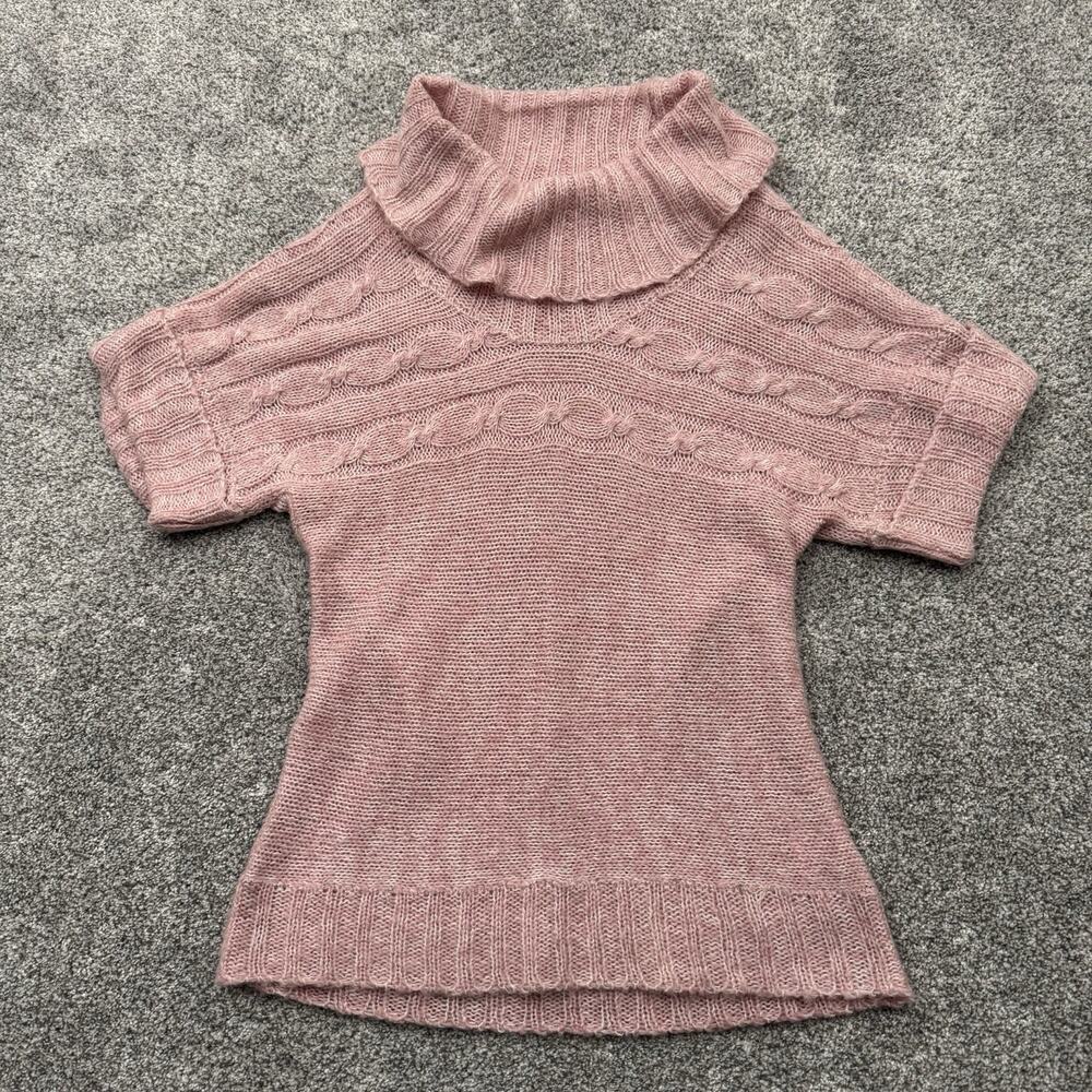 Vintage Y2K Sweater Womens Size XL Funnel Neck Romantic Cable Knit Whimsical